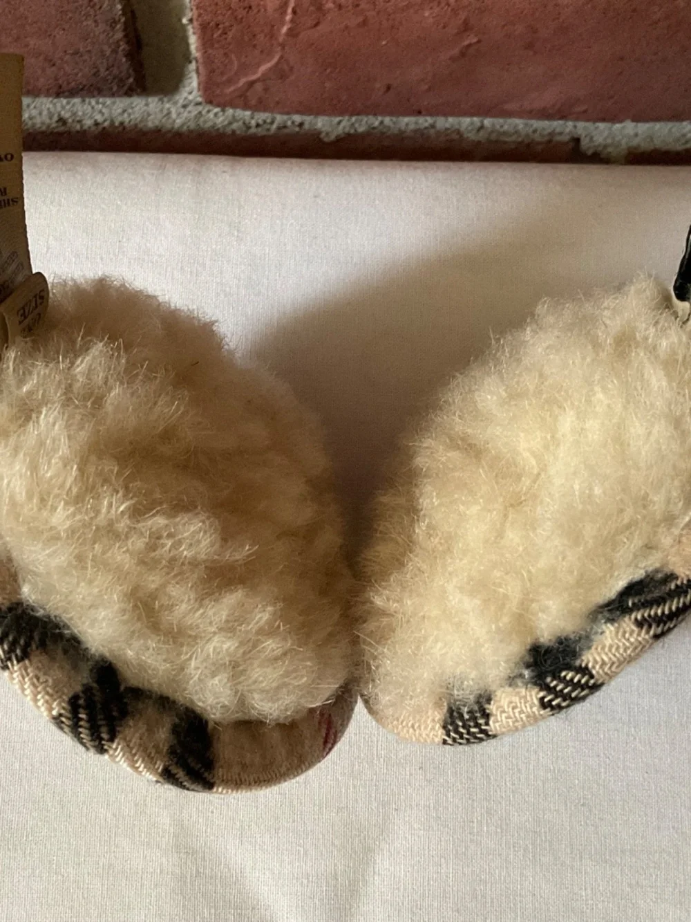 Burberry Nova Check Cashmere & Shearling Earmuff O/S Made in England